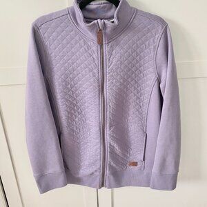 NEW L.L. Bean Women's Cozy Quilted Full-Zip Sweatshirt in Soft Purple Size L